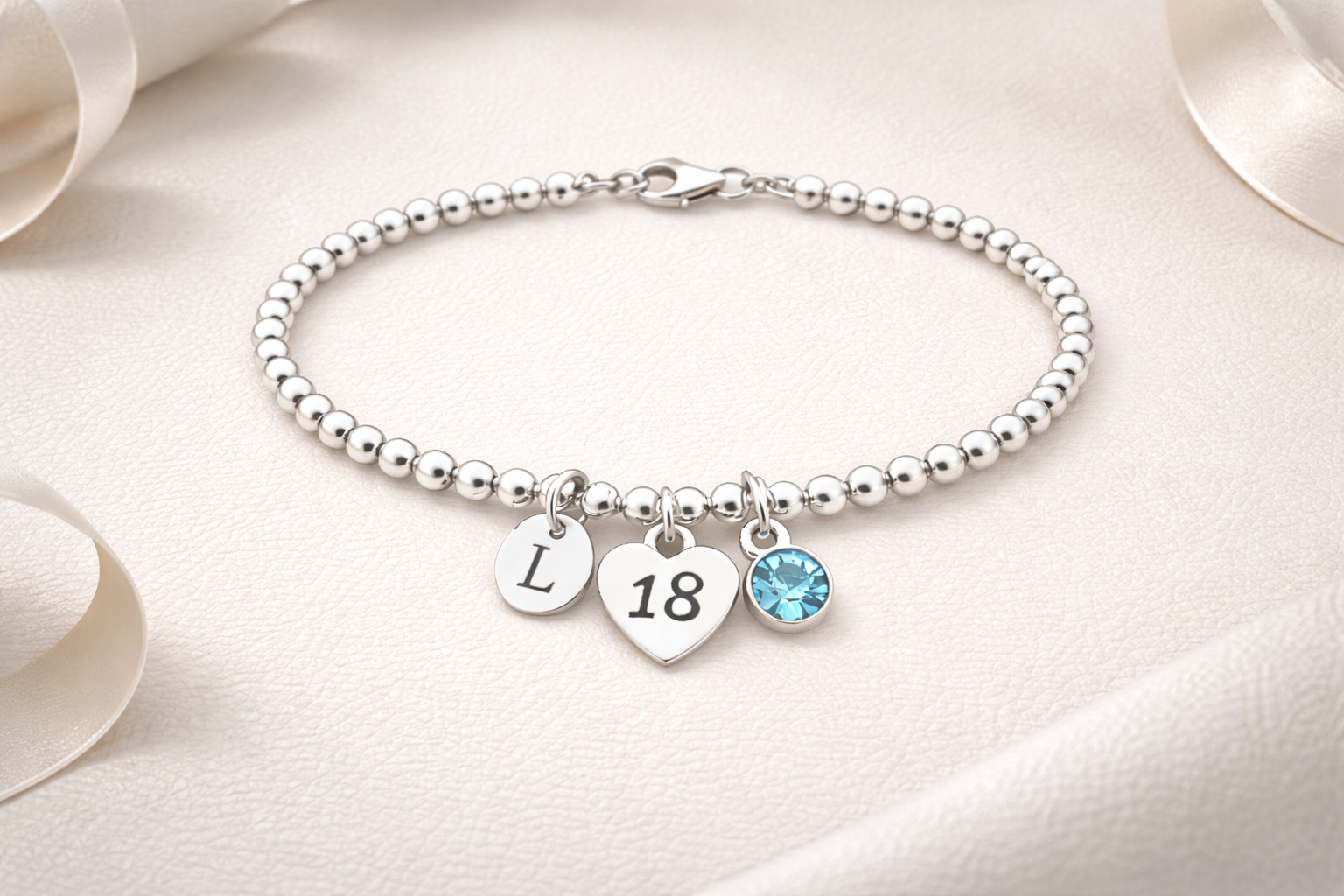 Elegant personalised 18th birthday keepsake bracelet