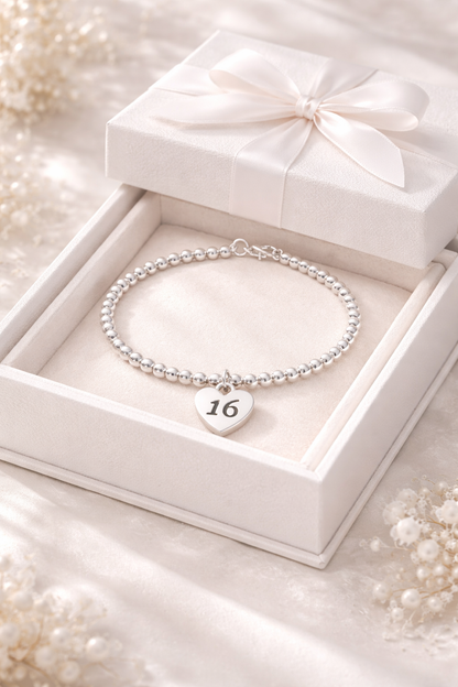 Luxury 16th keepsake bracelet gift presented in a white box