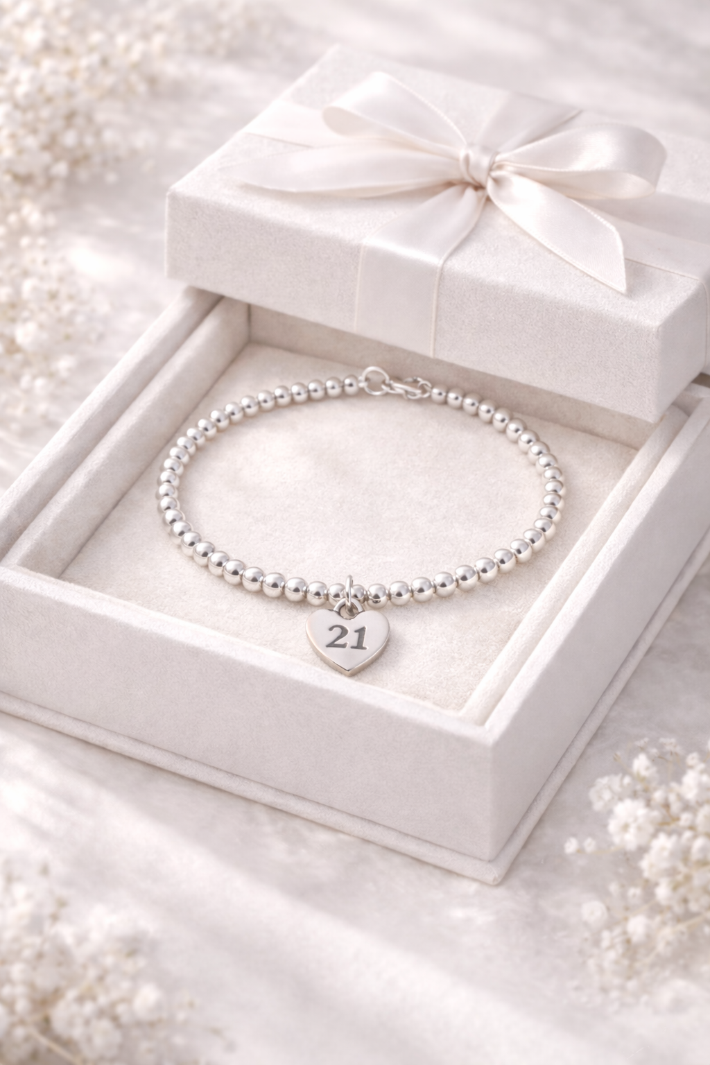Luxury keepsake bracelet gift presented in a white box