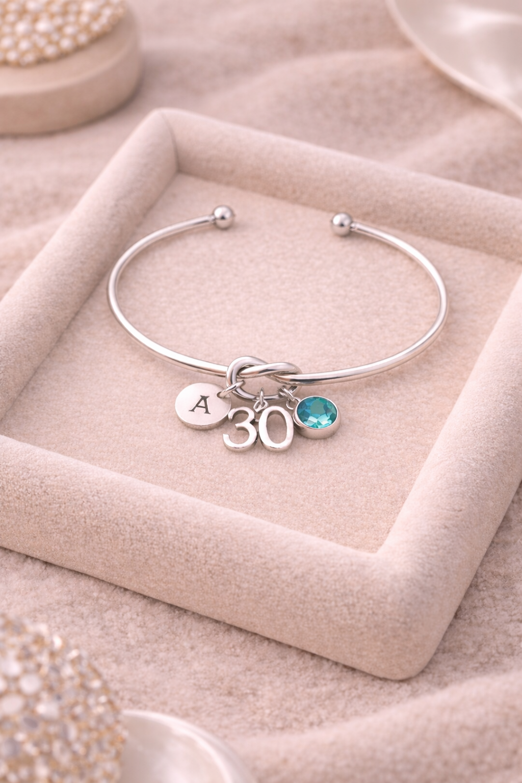 Personalised 30th Birthday Knot Bangle Bracelet
